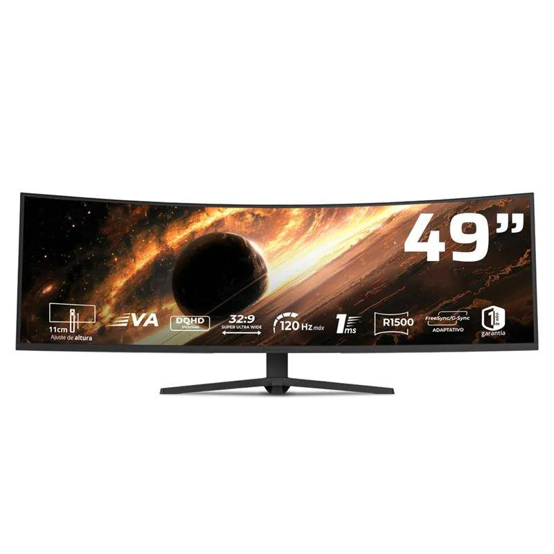 Monitor Gaming Curvo 49 Pulgadas 120hz: COSMOS TITAN MCT49X Balam Rush FreeSync/G-Sync Adaptativo 120 Hz BR-944144