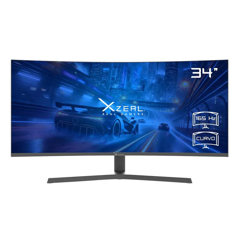 Monitor Xzeal 34 pulgadas Xzeal XZ6010-1 Panel Curvo VA WQHD 165Hz 4ms 1xDP + 1xHDMI + Vesa 100x100mm Negro XZMO342B 3440 x 1440 Pixeles