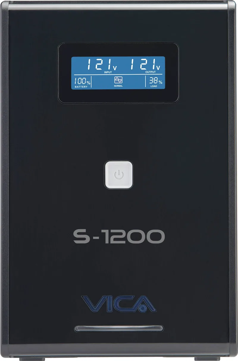 No break interactivo S1200 - 1200VA/600W, entrada 127 VCA 60 Hz, salida 120 VCA, 5 NEMA reguladas/5 reguladOs y respaldadas, RJ11/RJ45, pantalla LCD