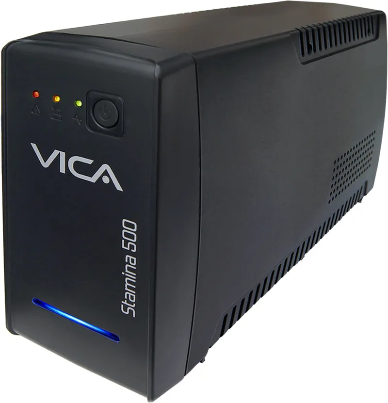 No break interactivo STAMINA 500 - 500VA/300W, entrada 127VCA 60Hz, salida 120 VCA, 4 tomas reguladas y respaldadas/ 4 con supresor, Indicadores LED
