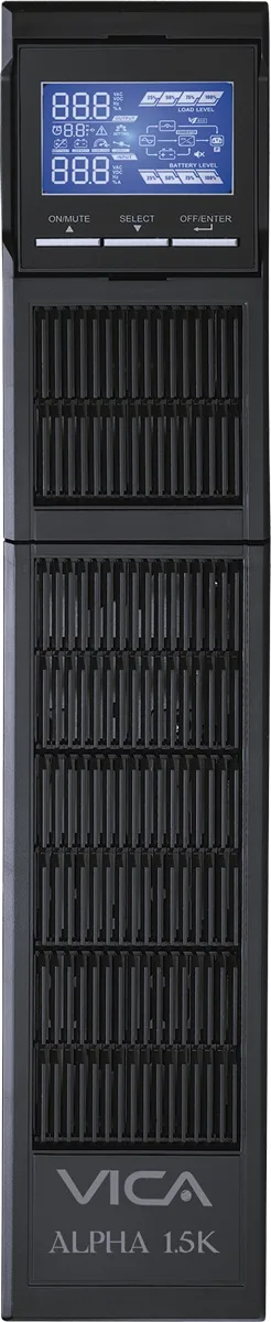UPS Online doble conversión Rack ALPHA 1.5K - 1500VA/1500W, 8 NEMA 5-15R protegidos, entrada NEMA 5-15P, 55/150Vca, salida 100/110/115/120/127Vca,