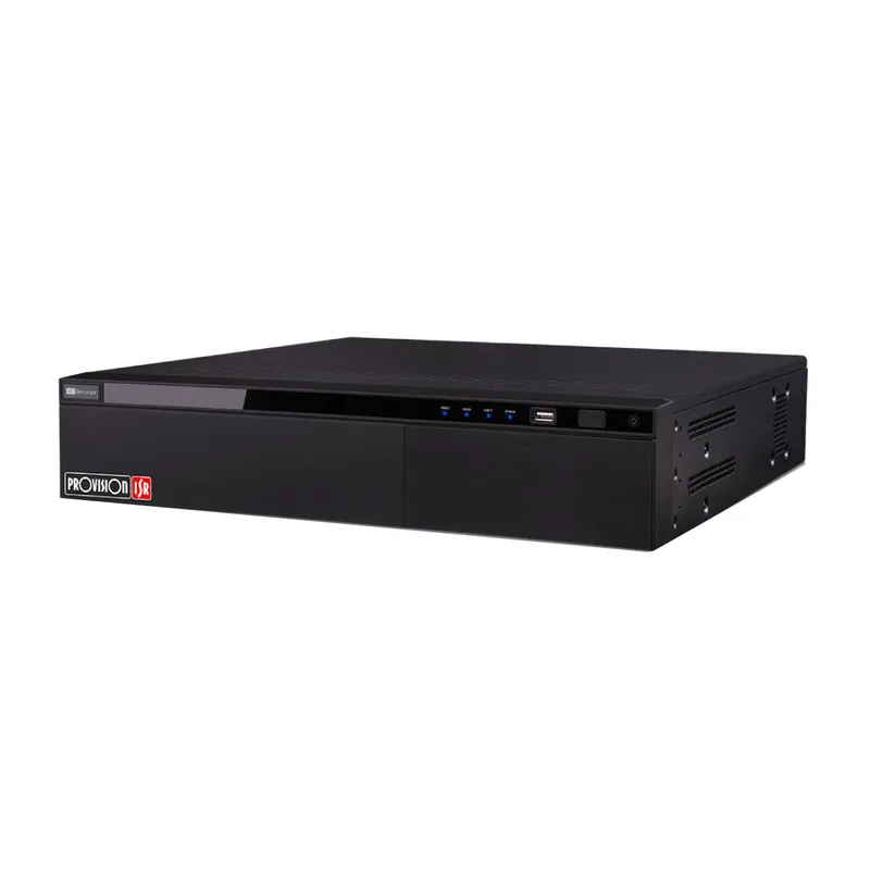 NVR de 32 canales Via Red - soporta cámaras IP de hasta 12 MP, 8 SATA para HDD 10 TB, RAID, metadatos, DDA2, Check Point PROVISION-ISR Negro