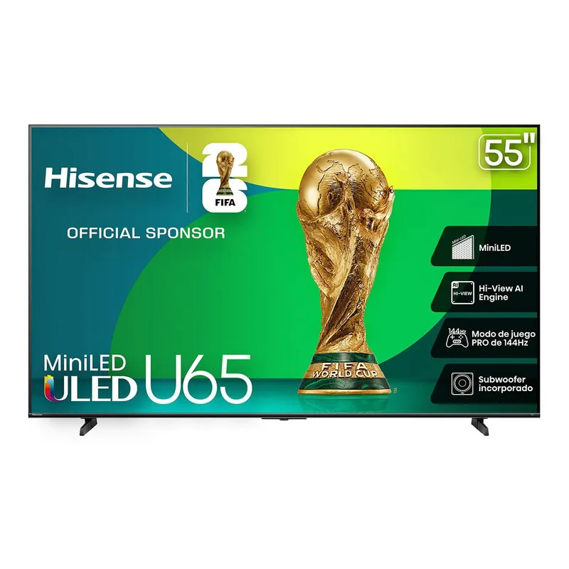 Televisor Hisense 55U65QFM - 55 pulgadas, MiniLED, QUANTUM DOT, 4K UHD, 3840 x 2160 Pixeles, FIRE SMART TV