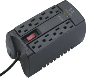 Regulador VICA T1 750VA/400WATTS - Voltaje 120 VCA +/-10 60Hz - breaker térmico - 8 tomas protegidas - indicadores LED - empotrable en pared 750 VA