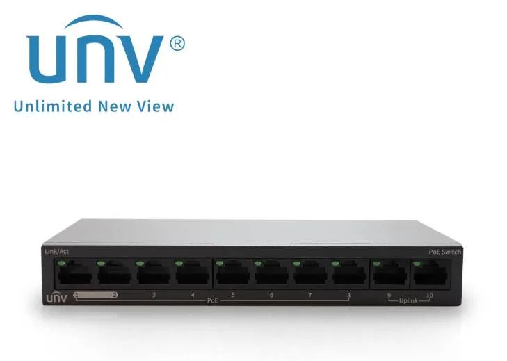 Switch POE+ 10 Fast Ethernet NSW2020-10T-POE-IN / 88W Total / No Administrable UNIVIEW Negro