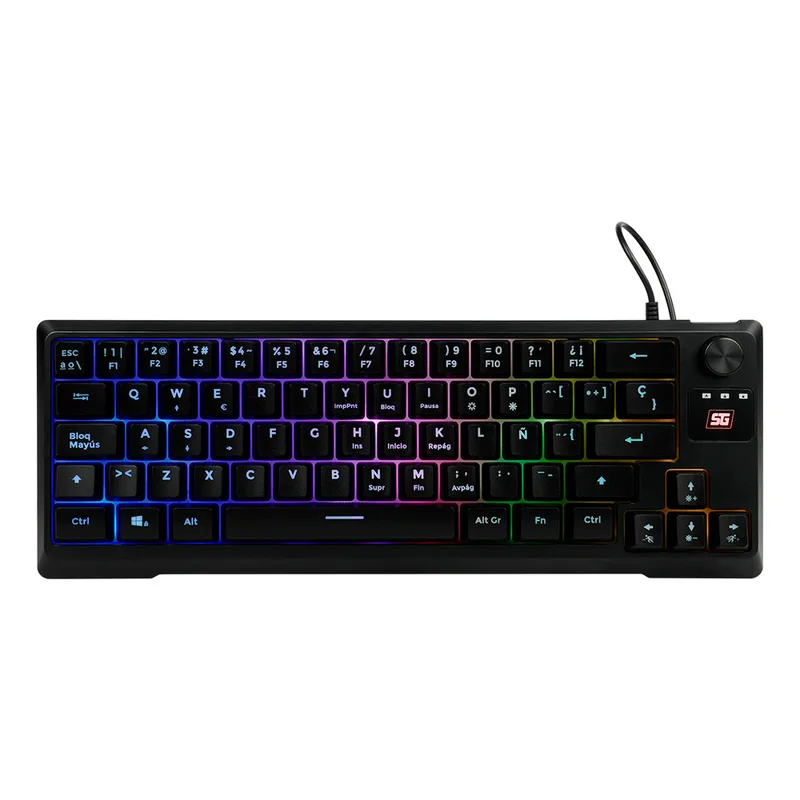 Teclado Gamer Vorago Start The Game KB-506 Tkl Factor 65 - Rgb, Rueda Multimedia, Alámbrico, Anti Ghosting, Usb Negro
