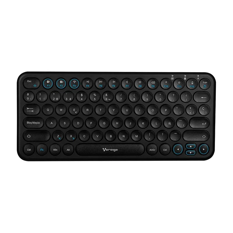 Teclado Inalambrcio Vorago MOD.KBW-400 Bluetooth de dos canales - conecta tres dispositivos diferentes al mismo tiempo, a batería recargable de 400