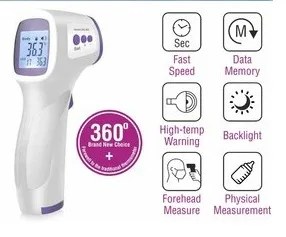 Termómetro Infrarrojo Modelo HG01 - marca HI8US. A distancia detecta la temperatura humana por vía infrarrojo, funciona con baterías AA (No incluidas)