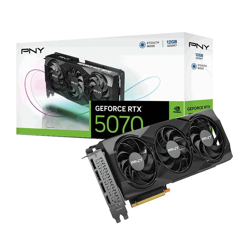 PNY GEFORCE RTX5070 12GB Tarjeta gráfica PNY GeForce RTX 5070 Triple Fan OC 12G (VCG507012TFXPB1) 12 GB